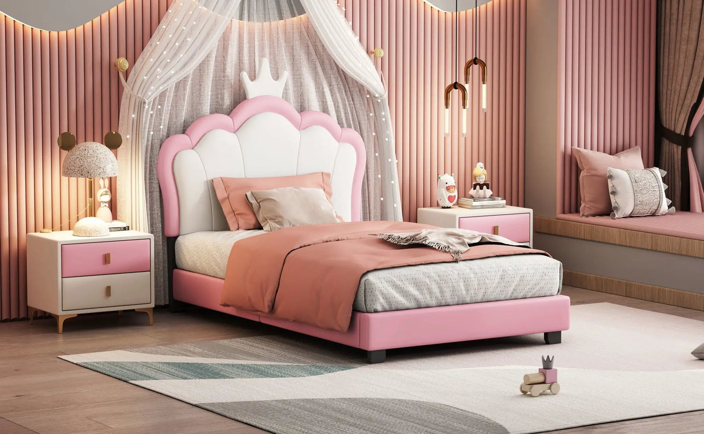 Upholstered Princess Platform Bed With Crown Headboard by HouseOfZazla