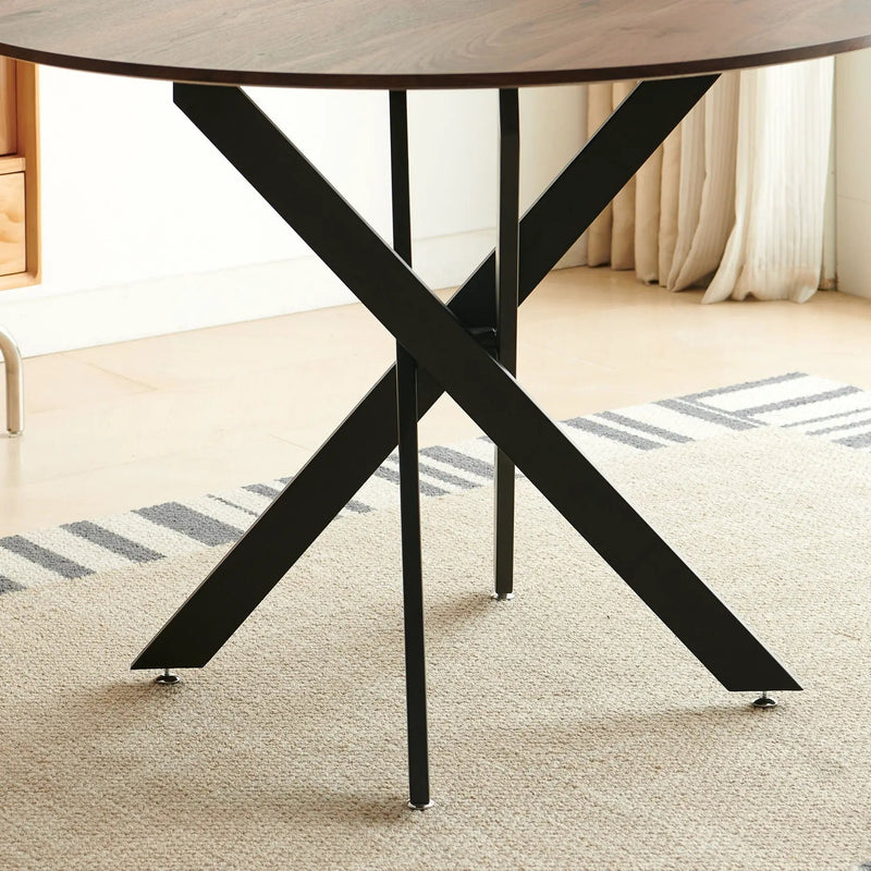 Mid-Century Dining Table For 4 - 6 People With Round Table Top, Pedestal Dining Table, End Table Leisure Coffee Table, Cross Leg by Unique Piece Furniture