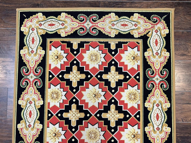 Vintage Runner Rug 3.5 x 14, Long Runner Rug, Stark Custom Made Carpet, European Design, Red Black Ivory Tan, Long Rug for Hallway by Jewel Rugs