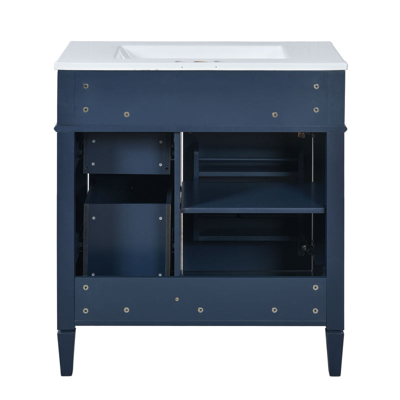 Bathroom Vanity With Top Sink, 2 Drawers & Tip Out Drawer