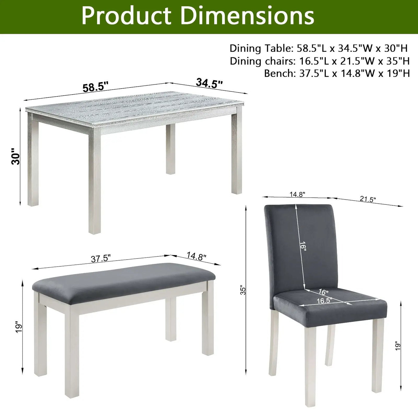 Dining Table Set, Table With A Rectangular Table And Upholstered Chairs by HouseOfZazla
