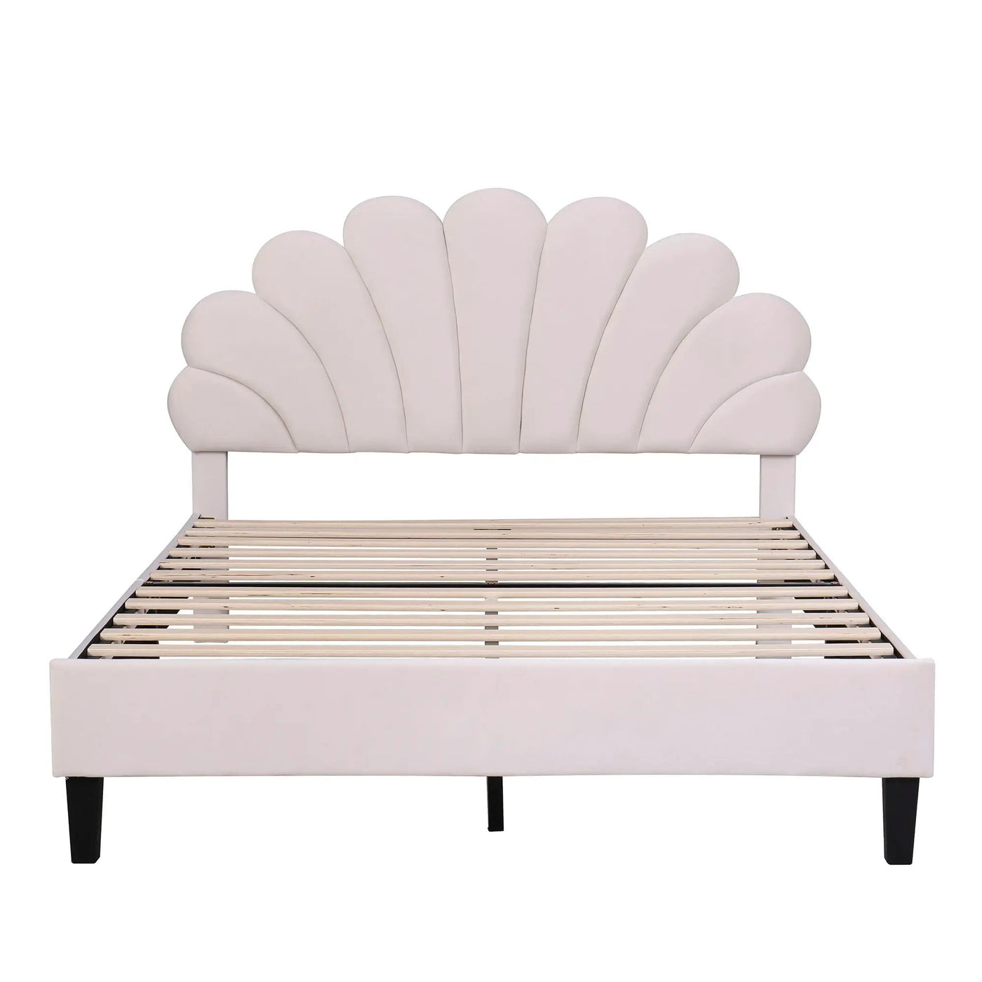Upholstered Platform Bed With Flower Pattern Headboard by HouseOfZazla