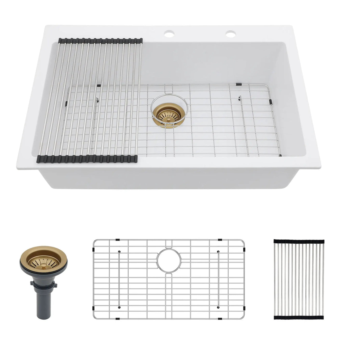 Quartz Kitchen Sink, Granite Composite, Drop In Sink With Durable Design by HouseOfZazla