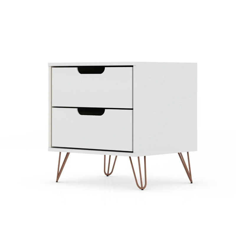 Rockefeller - Nightstand With 2 Drawers - White by HouseOfZazla