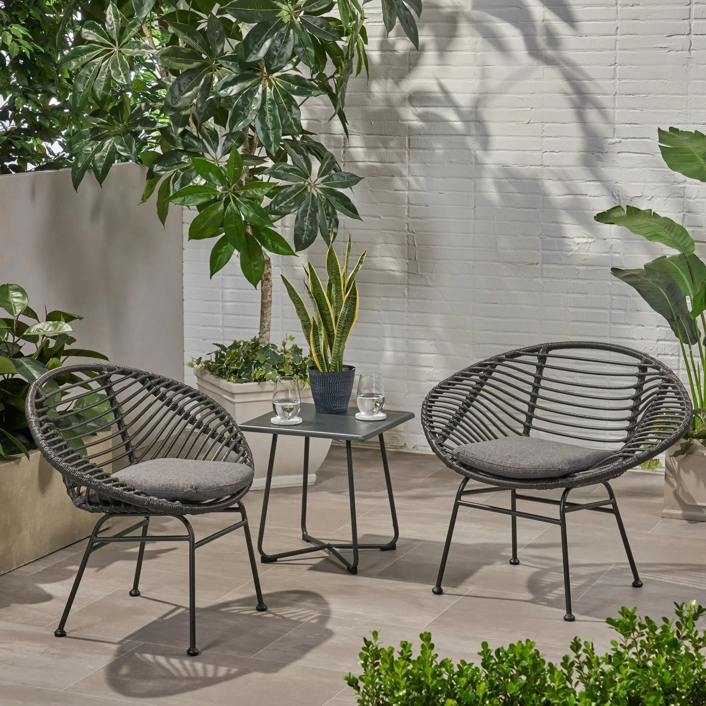 Cordella Outdoor Woven Wicker Chairs with Cushions, Set of 2 by HouseOfZazla