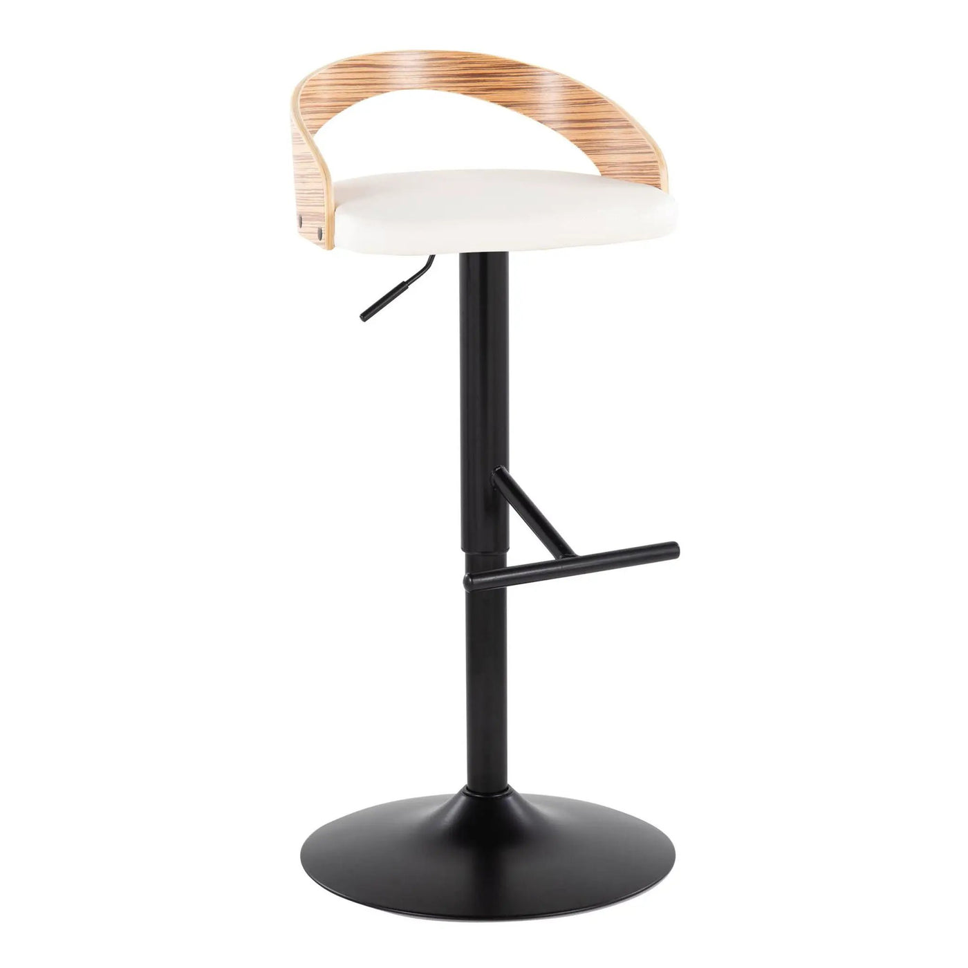 Grotto - Contemporary Adjustable Barstool With Swivel & Straight T Footrest (Set of 2) by HouseOfZazla