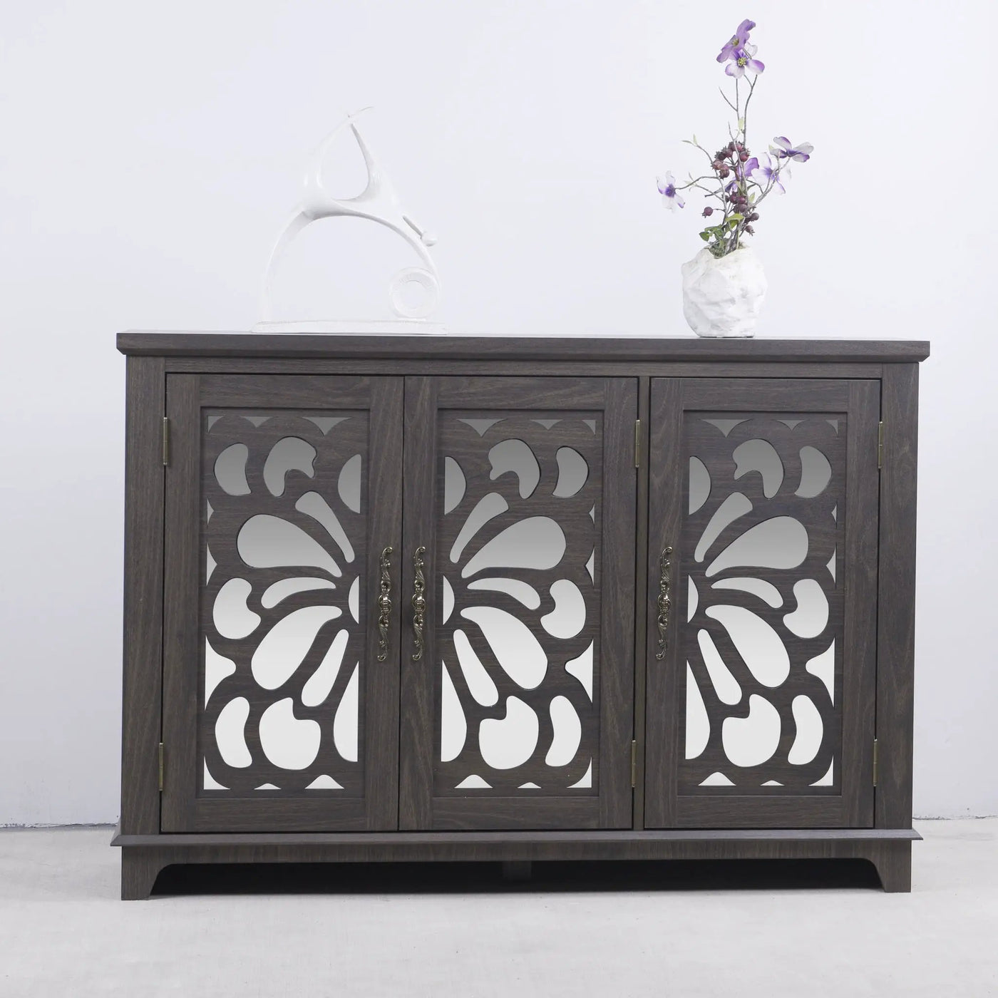 3 Door Mirrored Sideboard Cabinet With Adjustable Shelves by HouseOfZazla