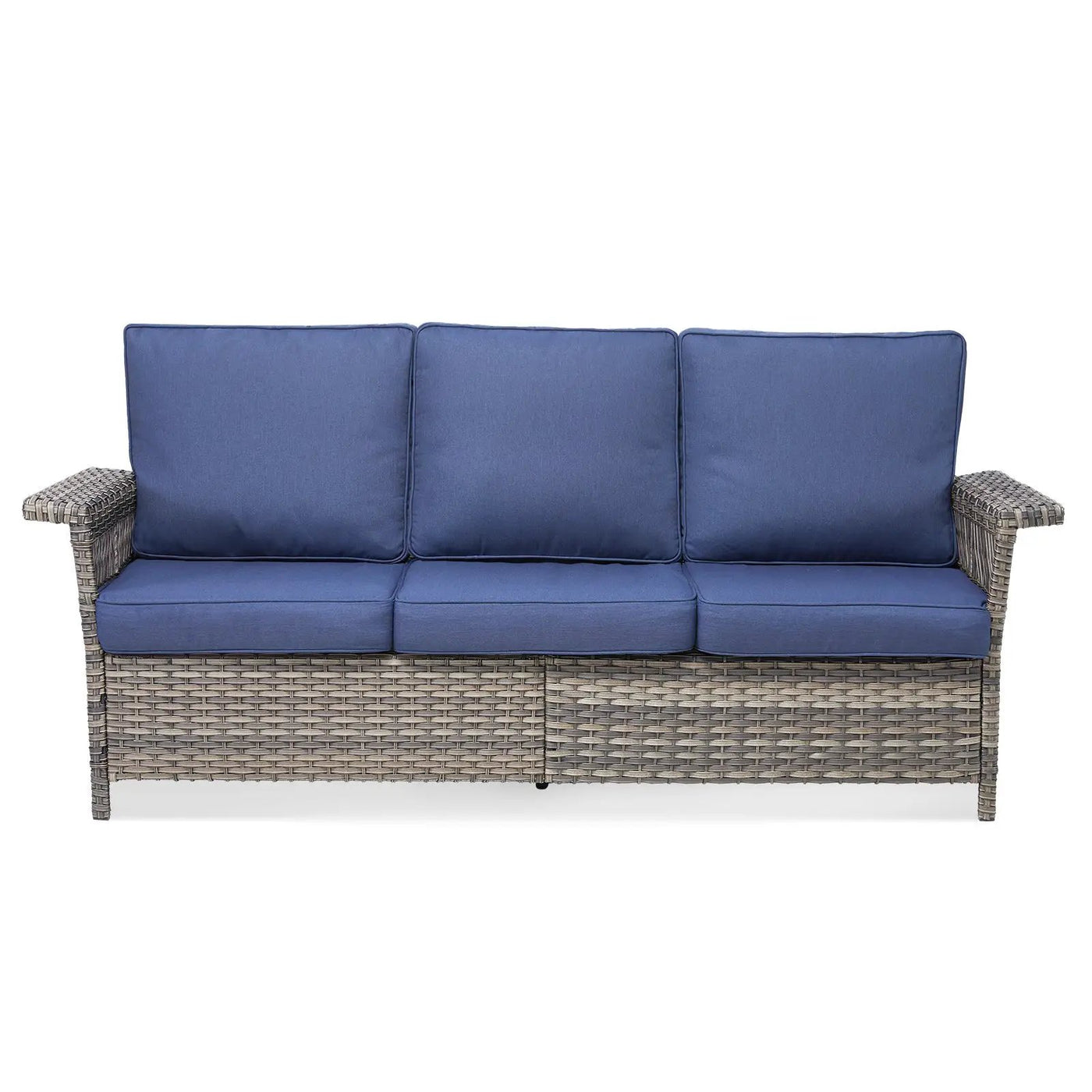 76.7" Wide Outdoor Wicker Patio Sofa with Armrests by HouseOfZazla