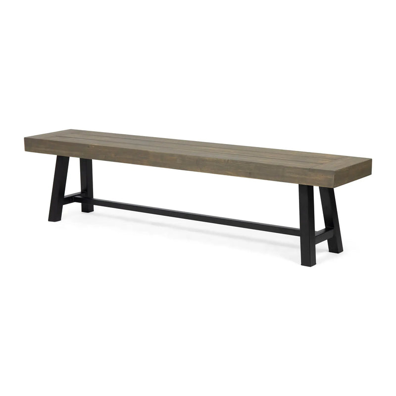 Outdoor Patio Bench - Gray / Rustic Metal by HouseOfZazla