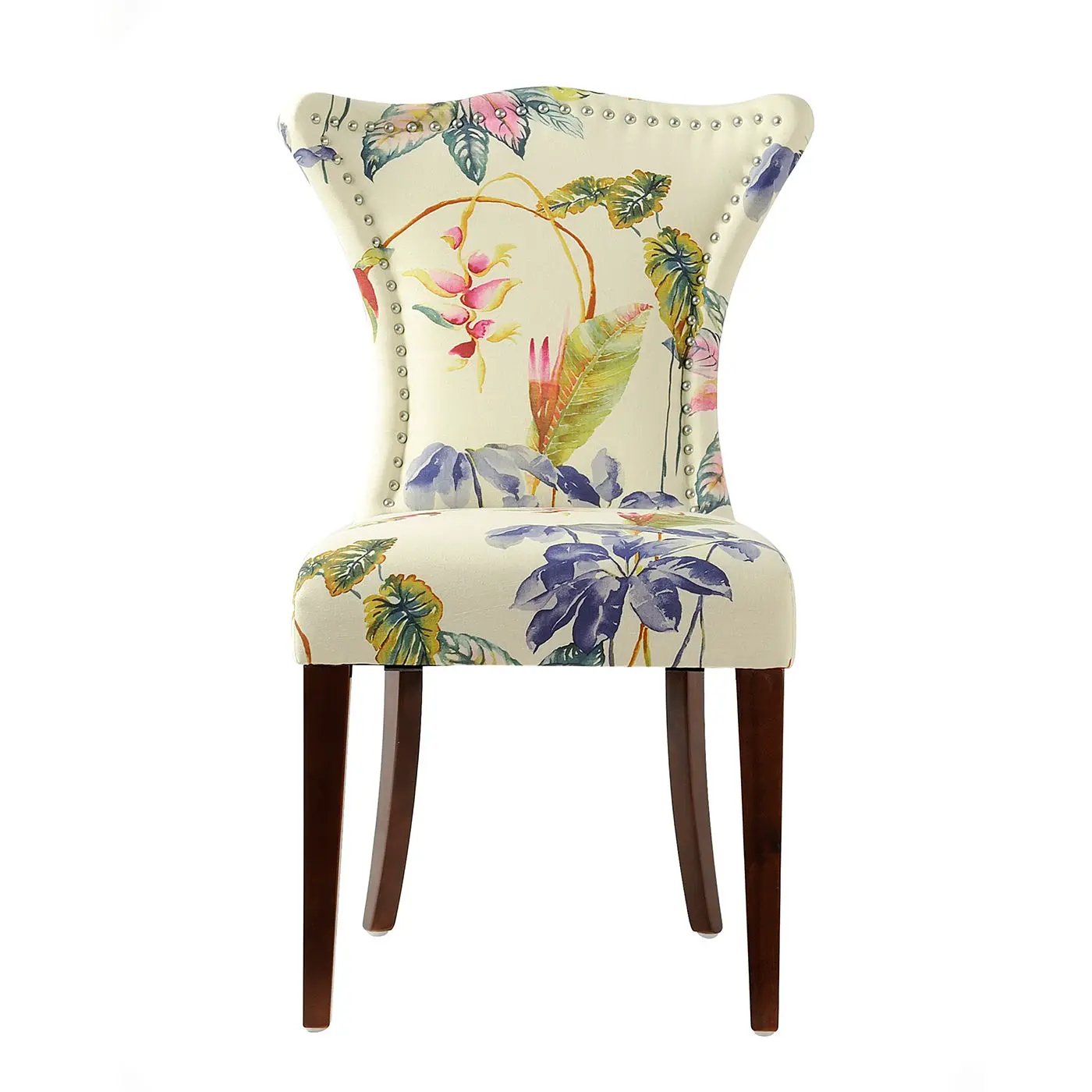 Paradise - Upholstered Accent Chair Printed On - Off-White Floral by HouseOfZazla