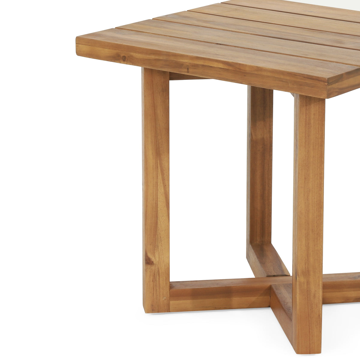 Ella Square Side Table with Slat Top - Natural Acacia, photo 9 of 10
