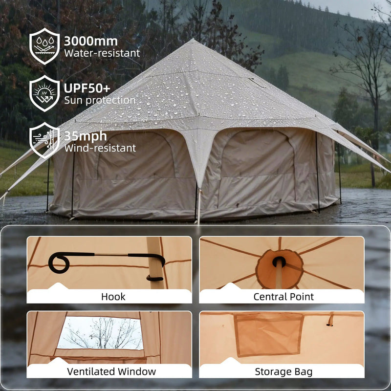 600D Oxford Bell Tent 14.8ft x 9.2ft with Stove Jack by HouseOfZazla