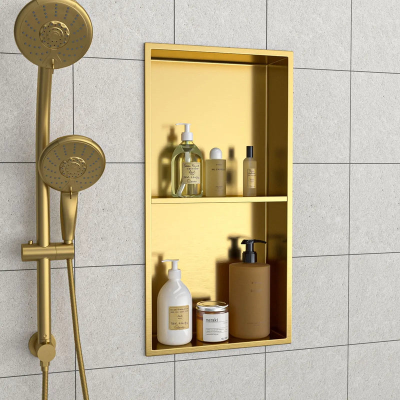 Modern Stainless Steel Shower Niche Double Shelf For Bathroom by HouseOfZazla