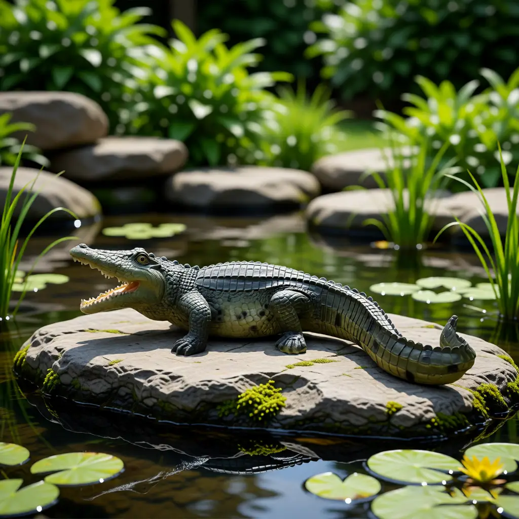 23" Simulated Crocodile Garden Statue by HouseOfZazla