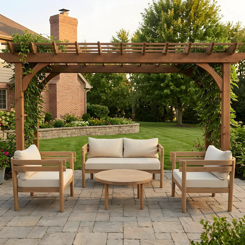 4-Piece Acacia Wood Patio Furniture Set by HouseOfZazla