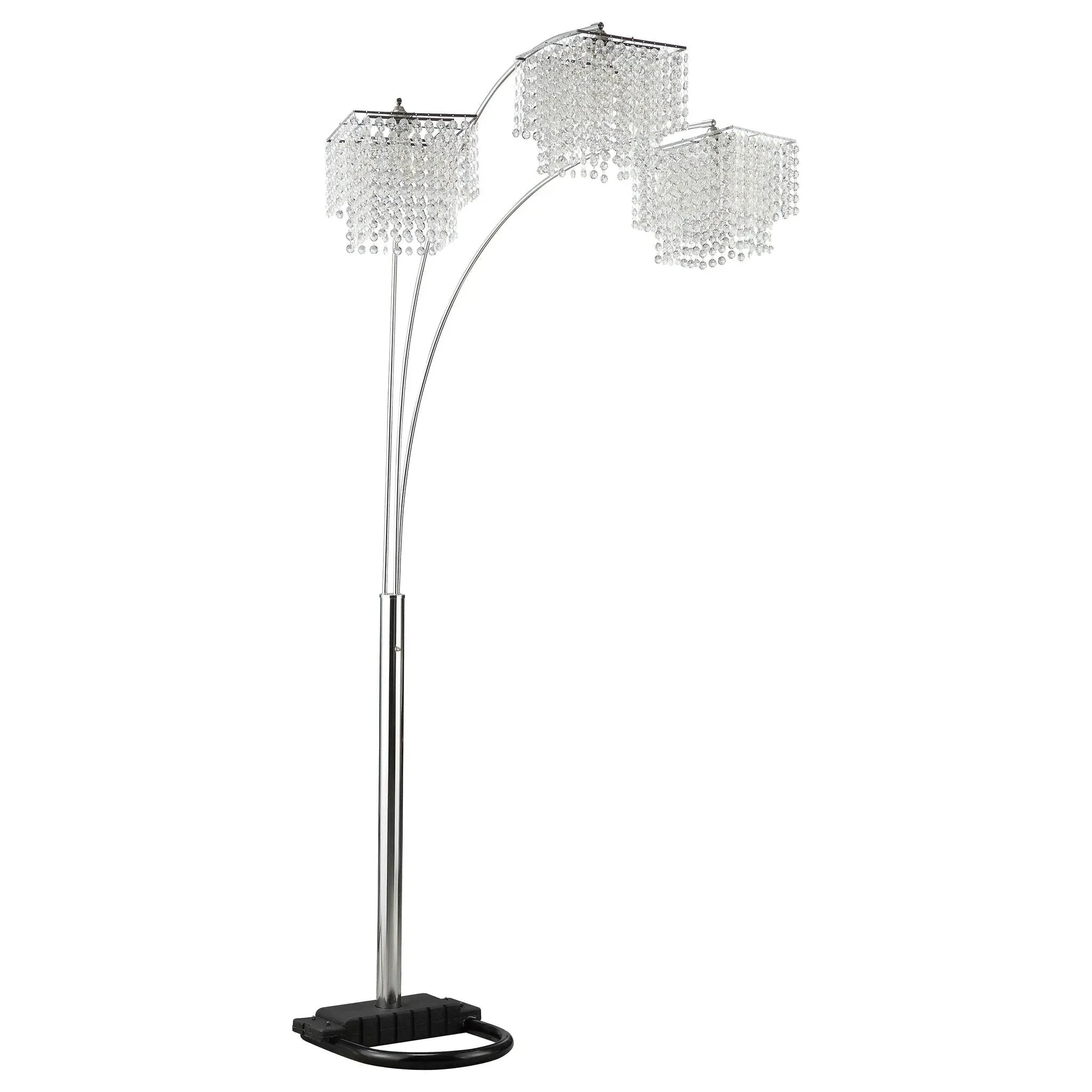 Bali - Shores Hanging Crystal Arc Floor Lamp Floor Lamp - Chrome by HouseOfZazla