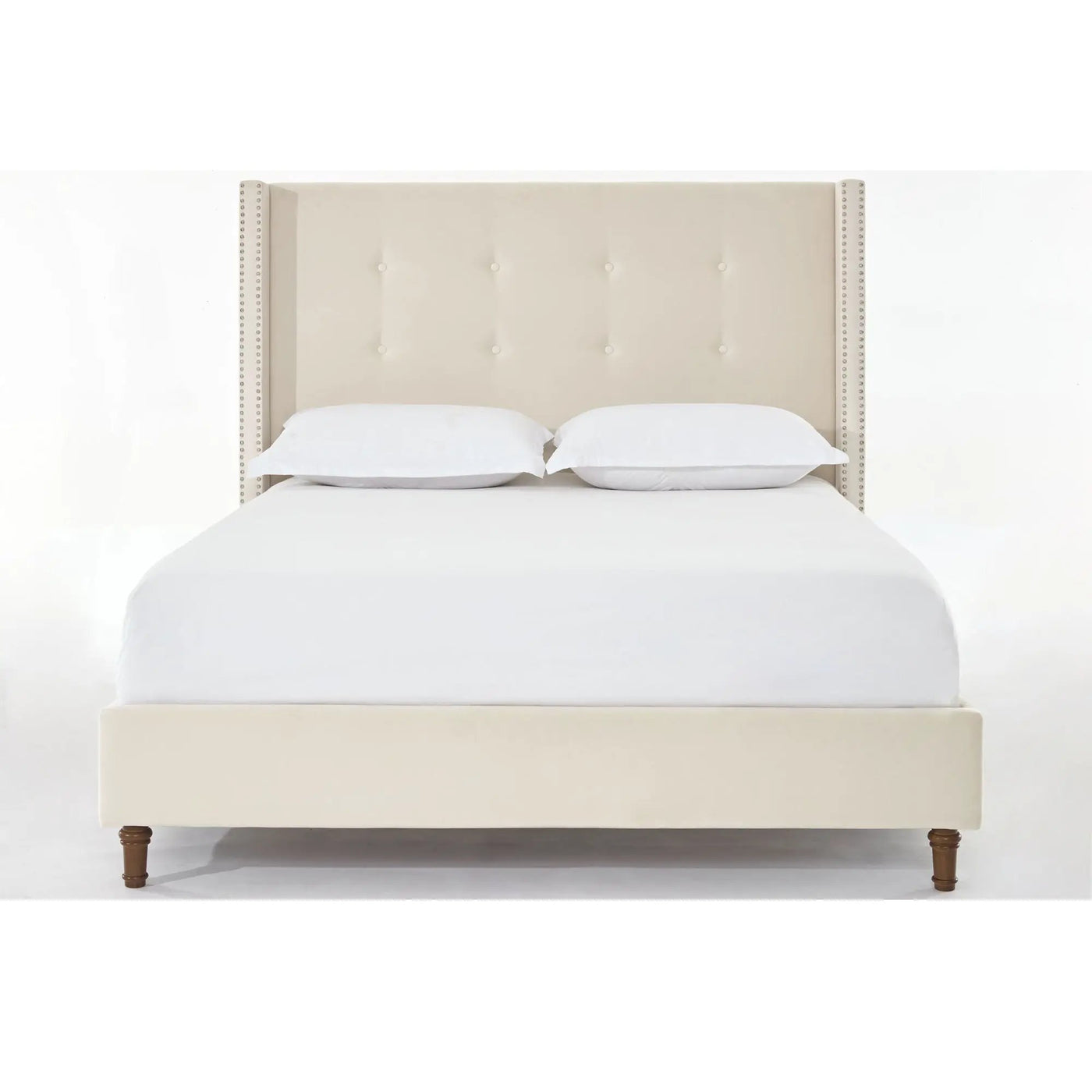 Peyton - Upholstered Bed With 54" High Headboard, Traditional Hand Buttoned Tufting by HouseOfZazla