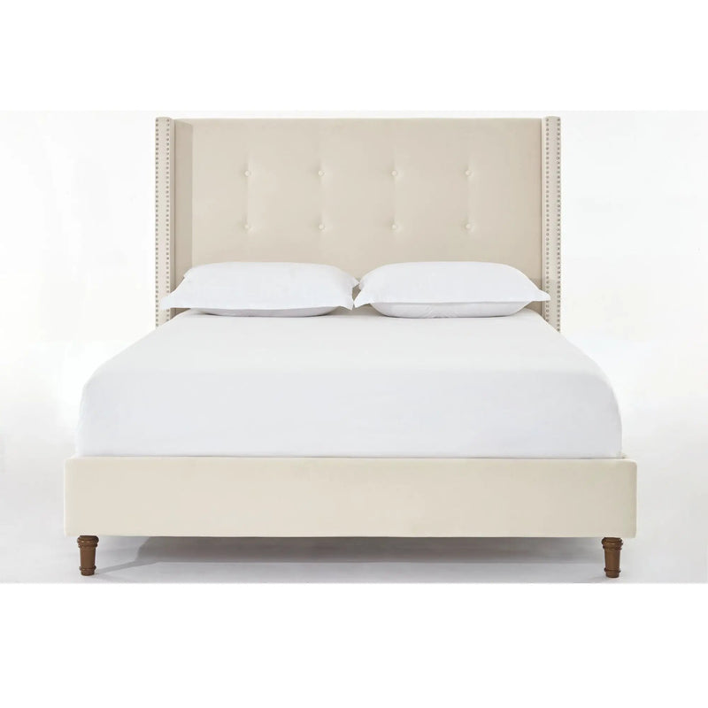 Peyton - Upholstered Bed With 54" High Headboard, Traditional Hand Buttoned Tufting by HouseOfZazla