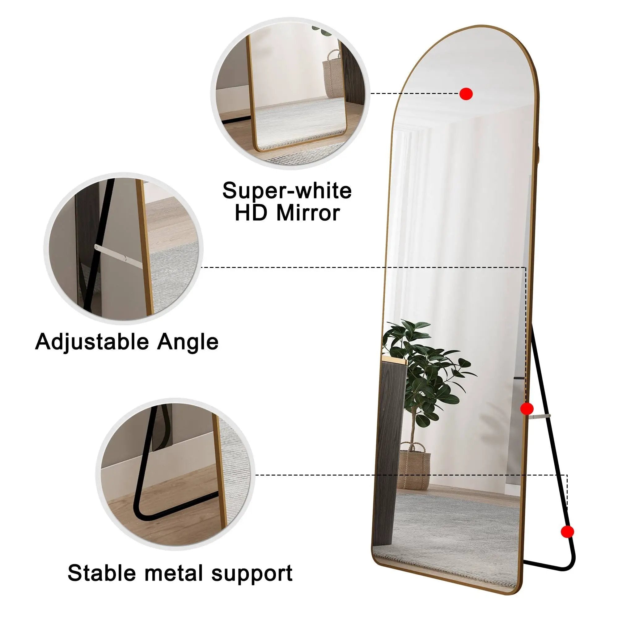 The 4th Generation Floor Mounted Full Length Mirror with Gold Frame by HouseOfZazla