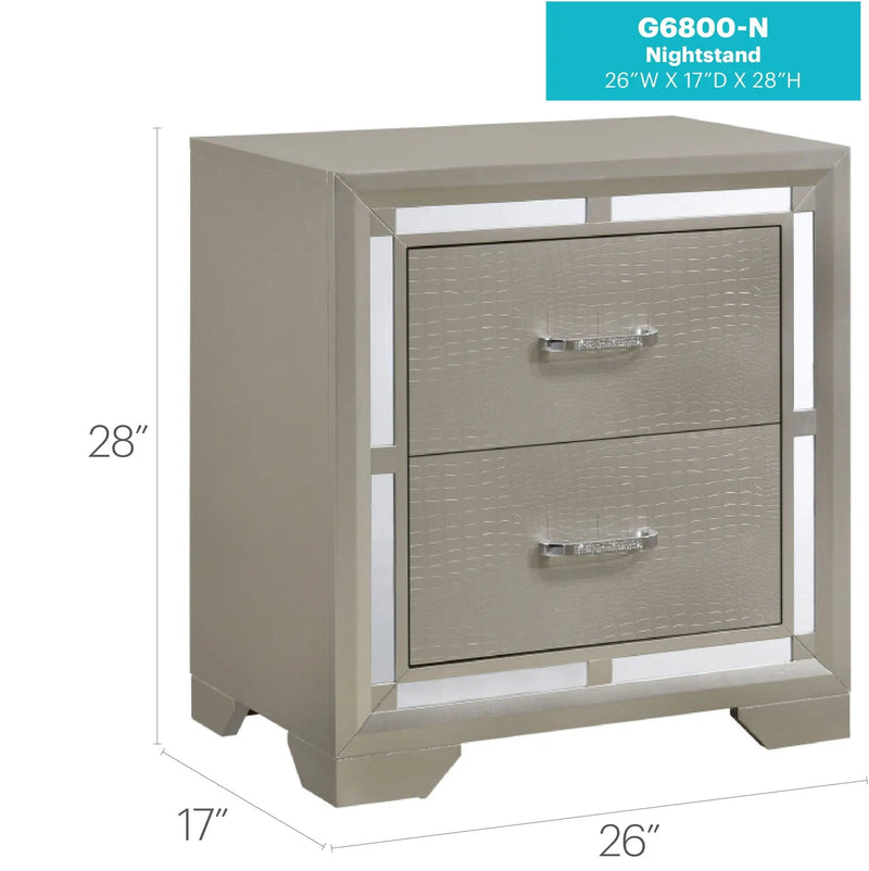 Elegant Nightstand - Silver Champagne by Unique Piece Furniture