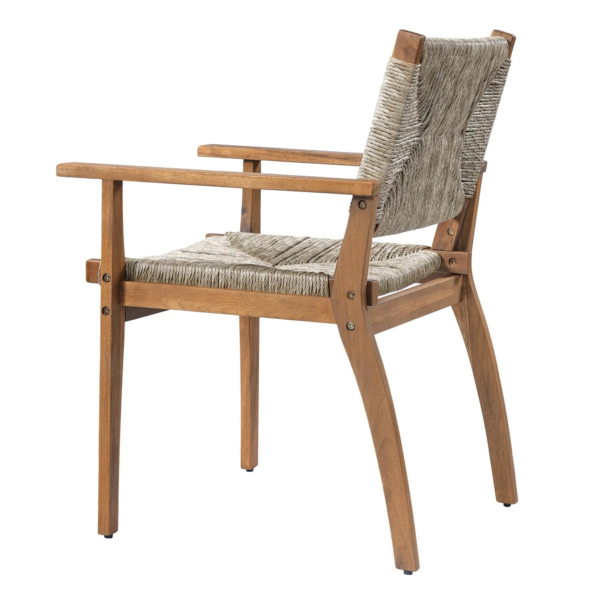 Durable Outdoor Dining Chair Set with Acacia Wood Frame and Wicker Seat by HouseOfZazla