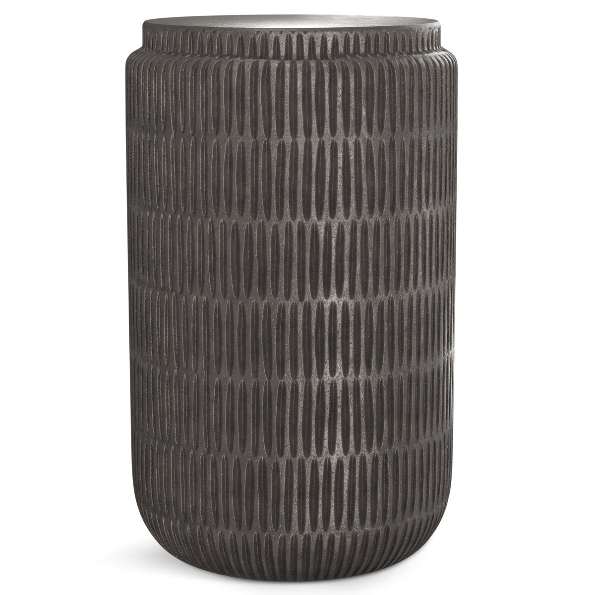 Cast Aluminum Side Table with Cylindrical Design - Black