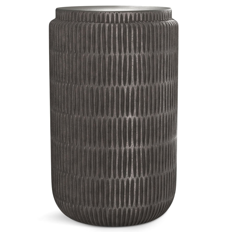 Cast Aluminum Side Table with Cylindrical Design - Black