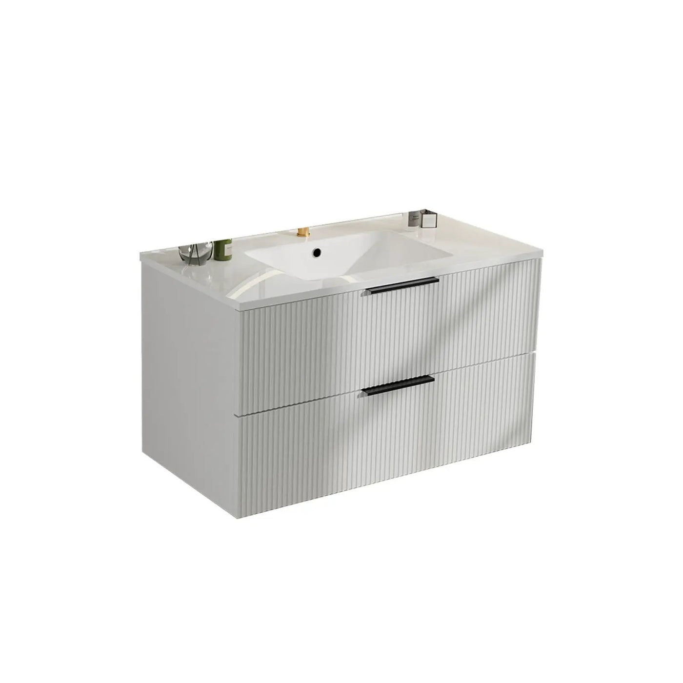 Modern Wall Mounted Floating Bathroom Vanity With Sink And Drawers by HouseOfZazla