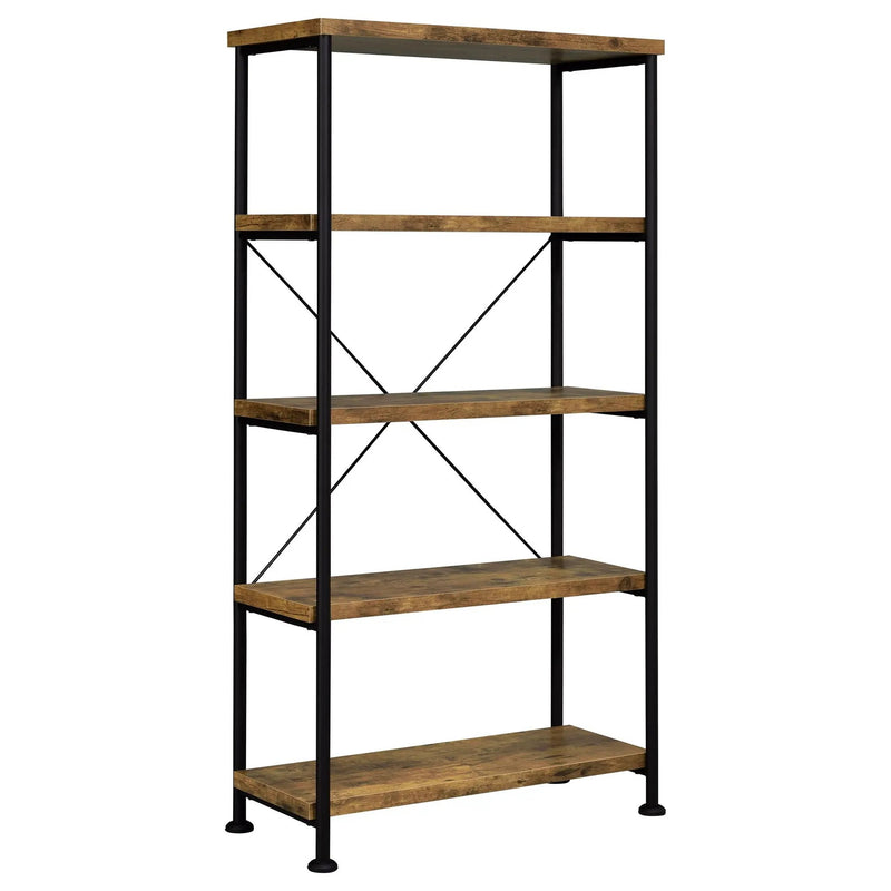 Avon - 2 Piece Computer Desk And Bookcase With 3 Drawers - Rustic Brown by HouseOfZazla