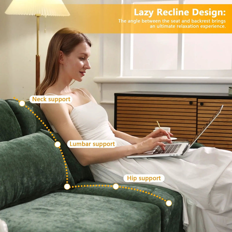 Stylish Sofa With Ottoman And Lumbar Pillows, Ergonomic Design by HouseOfZazla