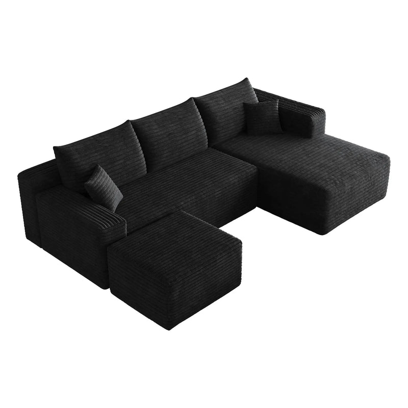 95" Cloud Sectional Sofa with 1 Ottoman by HouseOfZazla