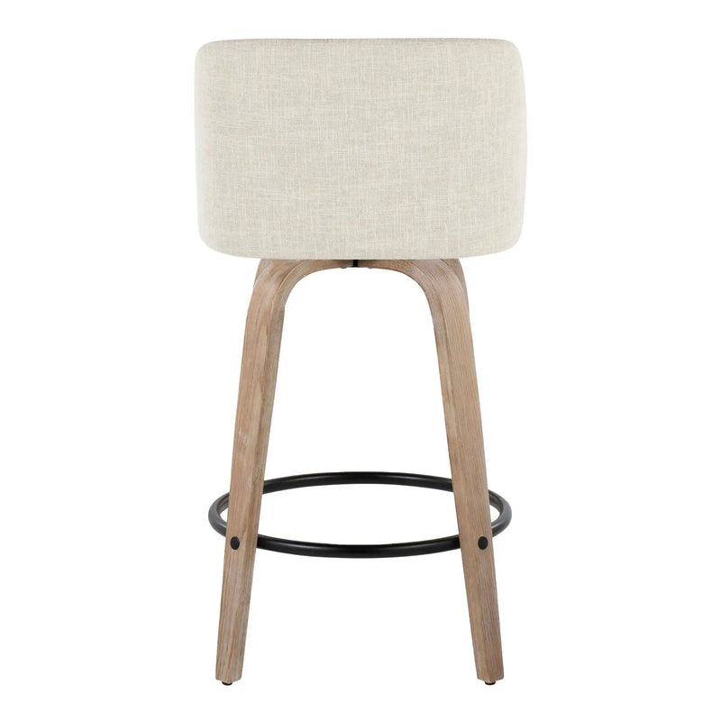 Toriano - Contemporary Fixed Height Counter Stool Swivel & Round Footrest (Set of 2) by Unique Piece Furniture