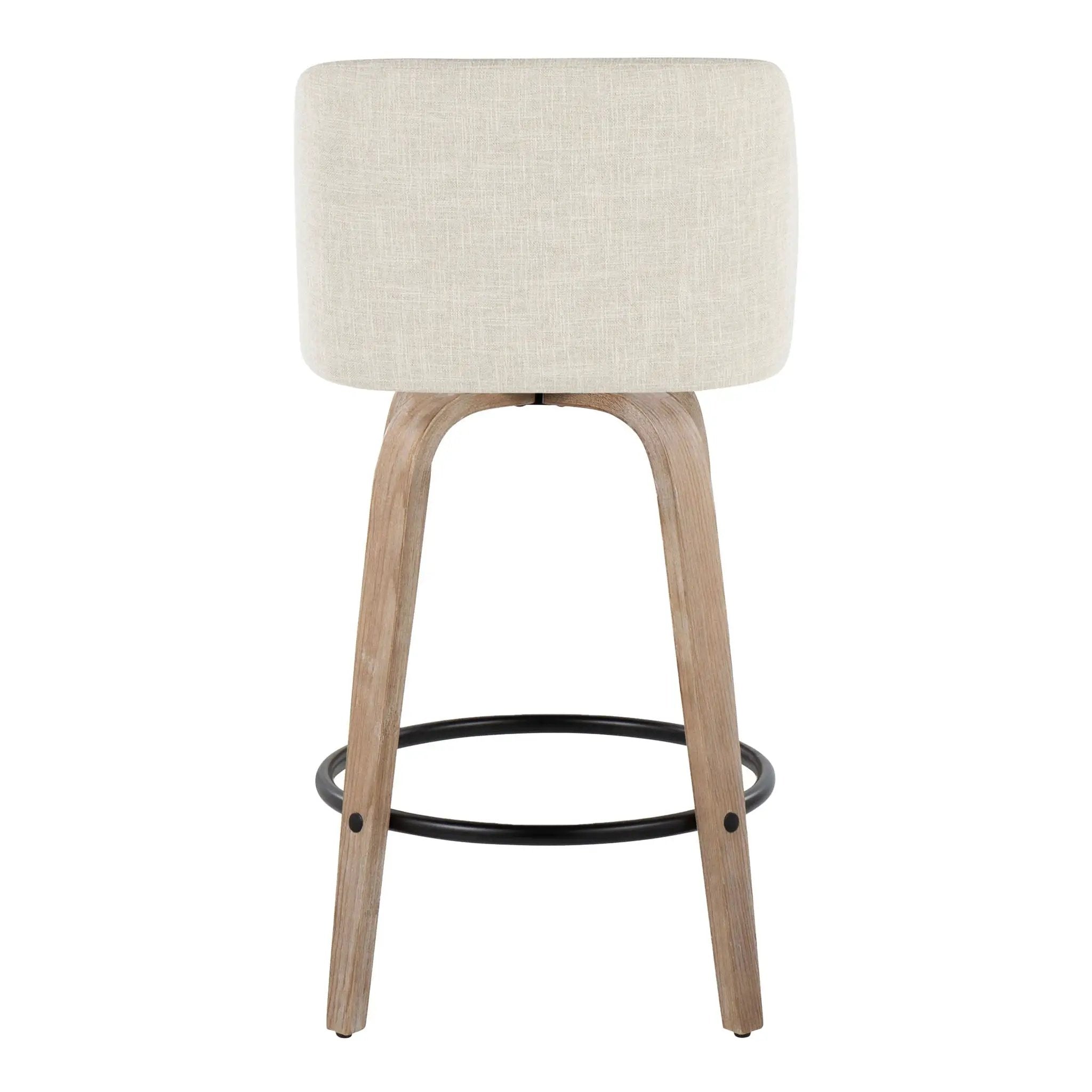 Toriano - Contemporary Fixed Height Counter Stool Swivel & Round Footrest (Set of 2) by HouseOfZazla