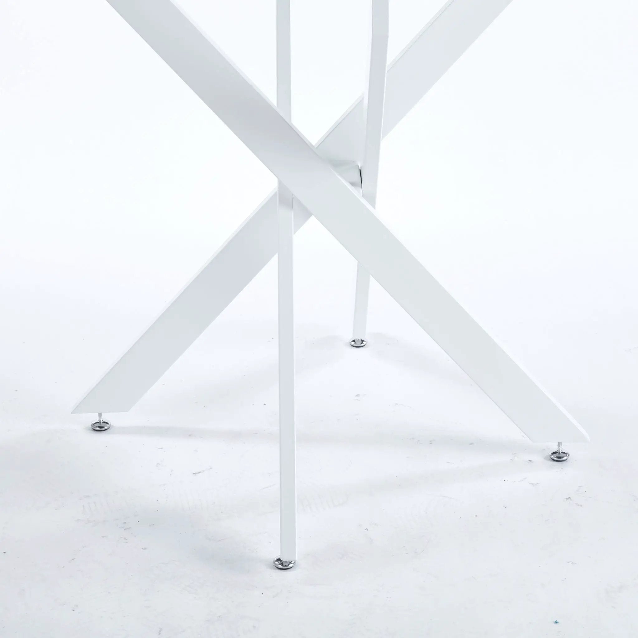 Dining Table With Cross Metal Leg And Tempered Glass, Modern Space Saving Kitchen Table For Living Room by HouseOfZazla