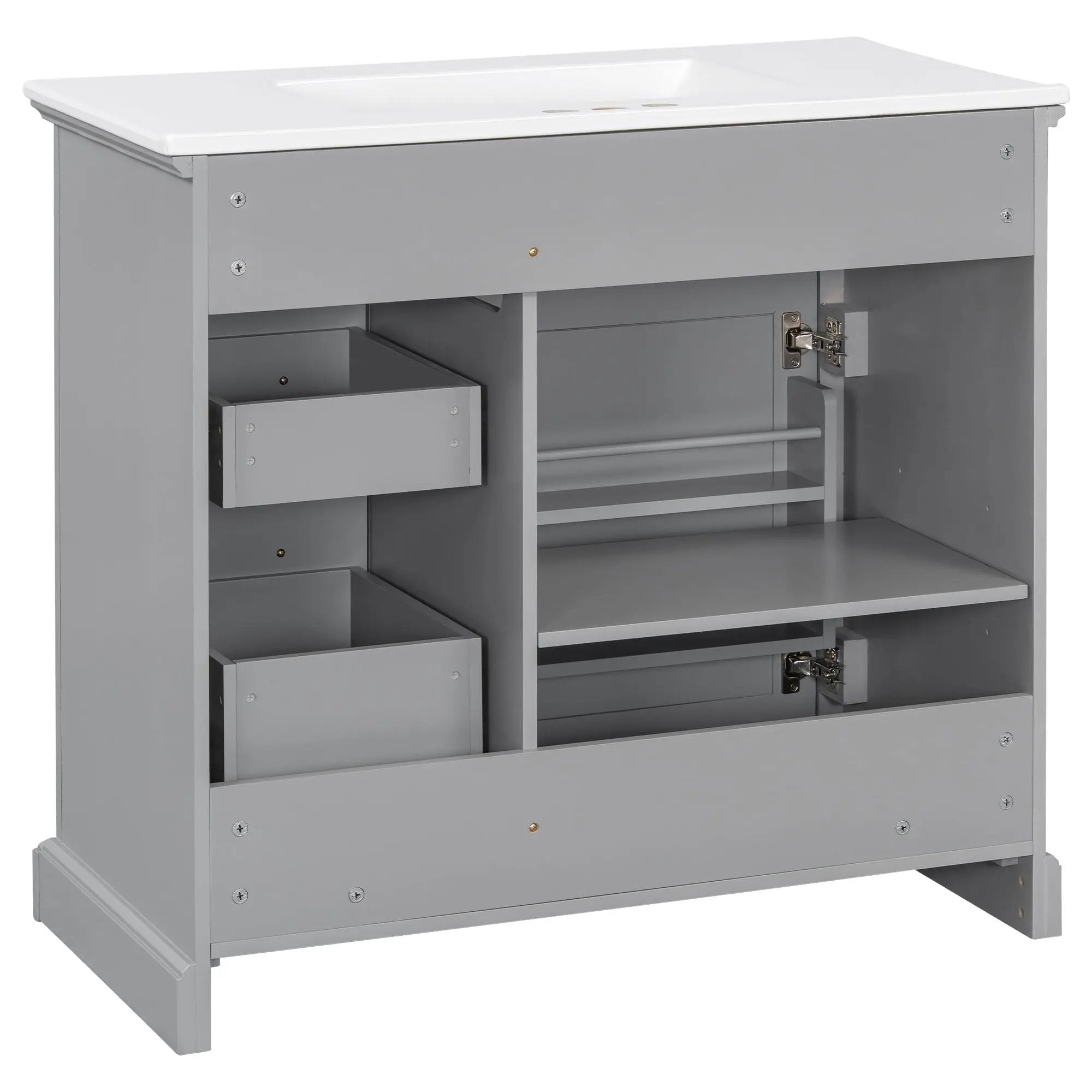 36" Bathroom Vanity With Sink, 2 Tip-Out Drawers, Soft Close Hinges by HouseOfZazla