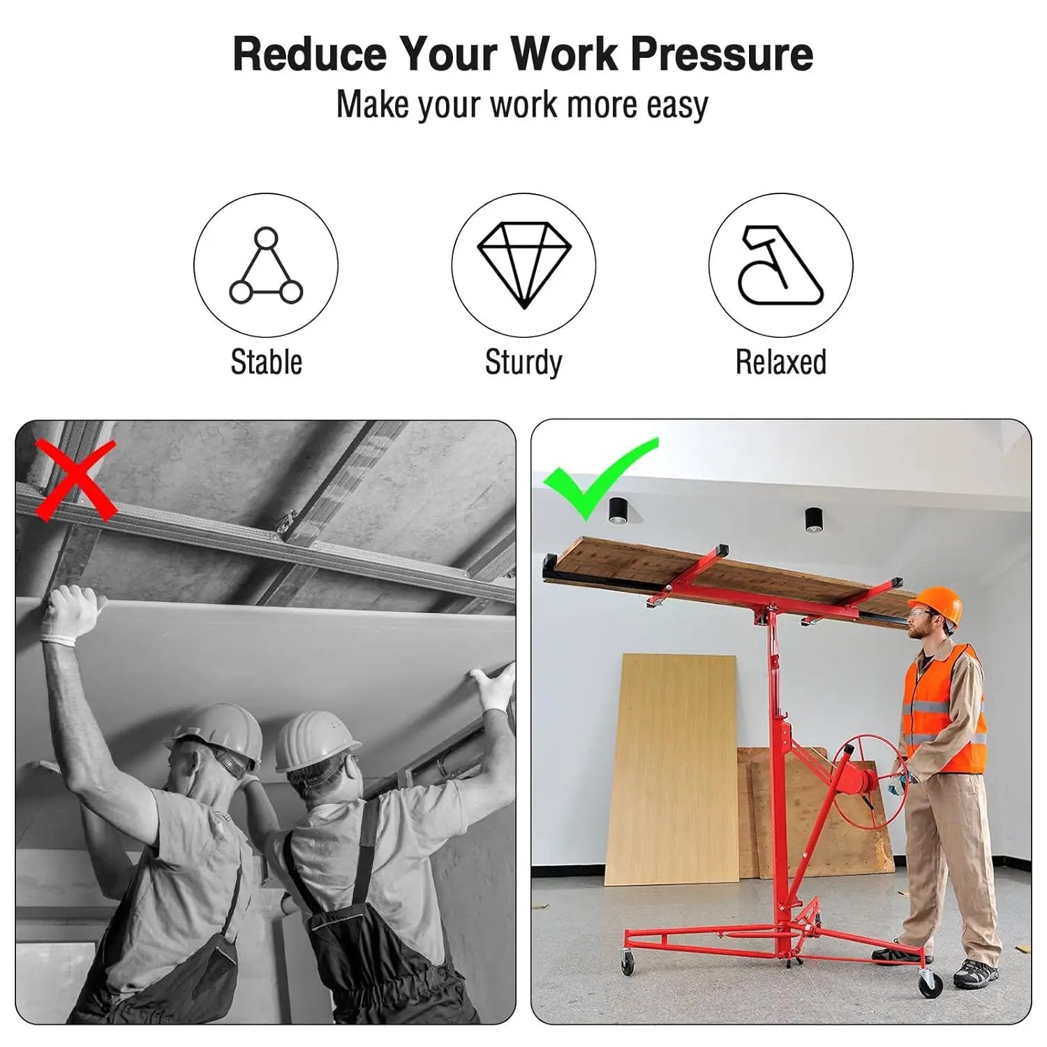 Drywall Lift 11FT - Heavy Duty Sheetrock Hoist by HouseOfZazla