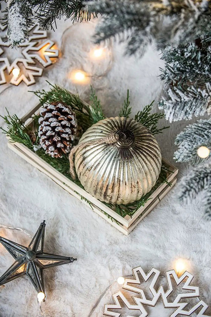 Christmas Ball Ornaments, Glass Decorative Hanging Ball Christmas Tree Ornaments For Holiday Party Decorations (Set of 4) - Silver by Unique Piece Furniture
