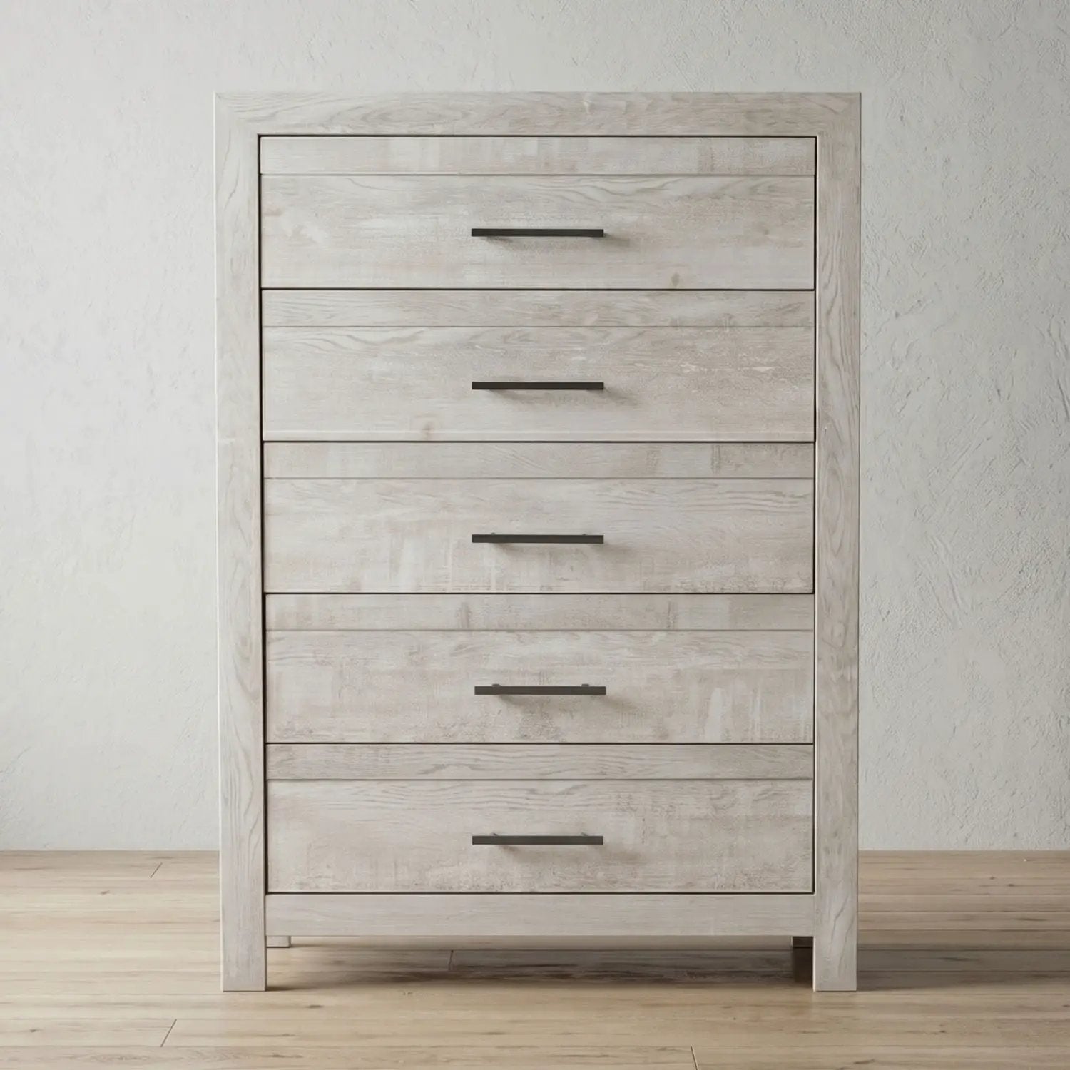 Modern Style 5 Drawer Chest In Natural Rustic Wood With Clean Lines And Spacious Storage by HouseOfZazla