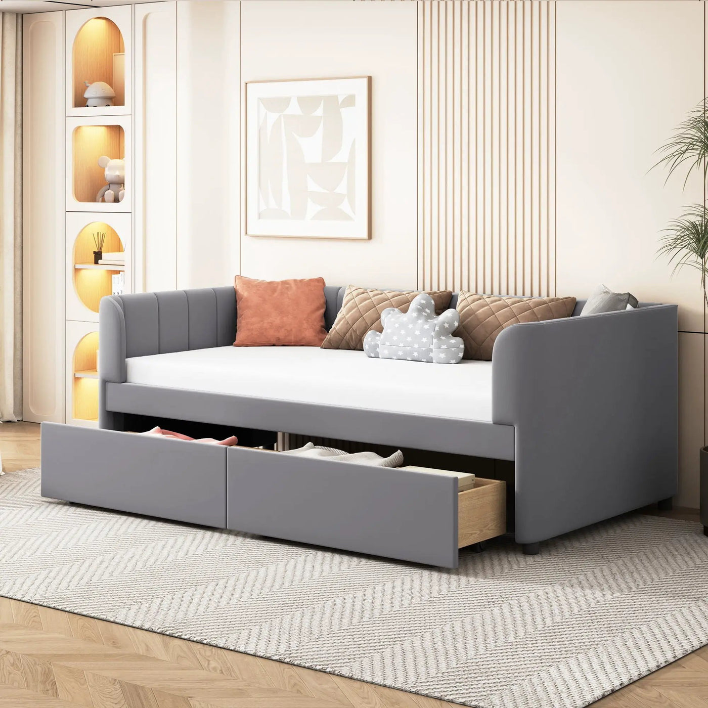 Upholstered Daybed With Ergonomic Design Backrest by HouseOfZazla