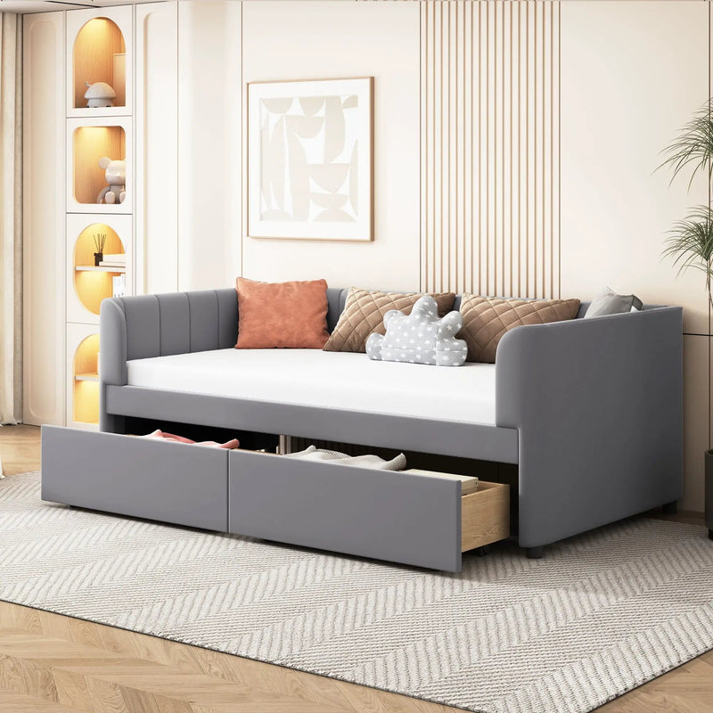 Upholstered Daybed With Ergonomic Design Backrest by HouseOfZazla