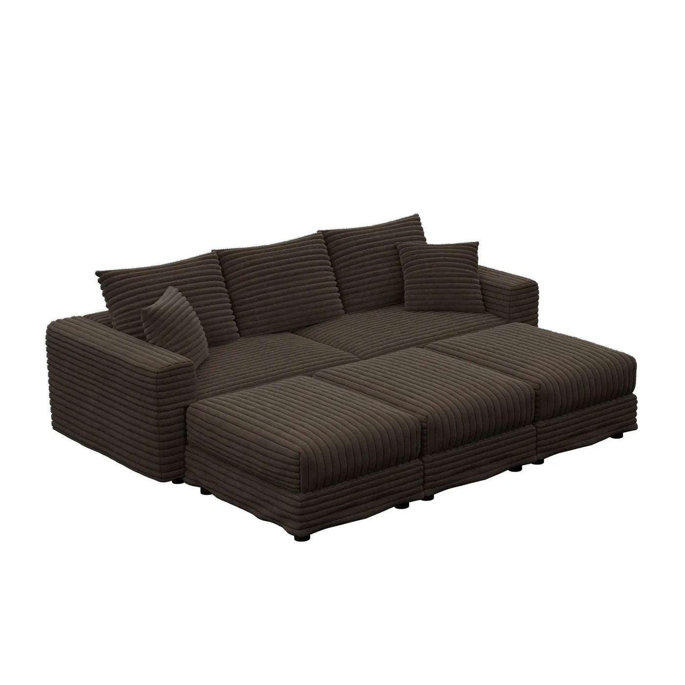 Deep Seat Convertible Sofa With Soft Pillows And Ottomans by HouseOfZazla