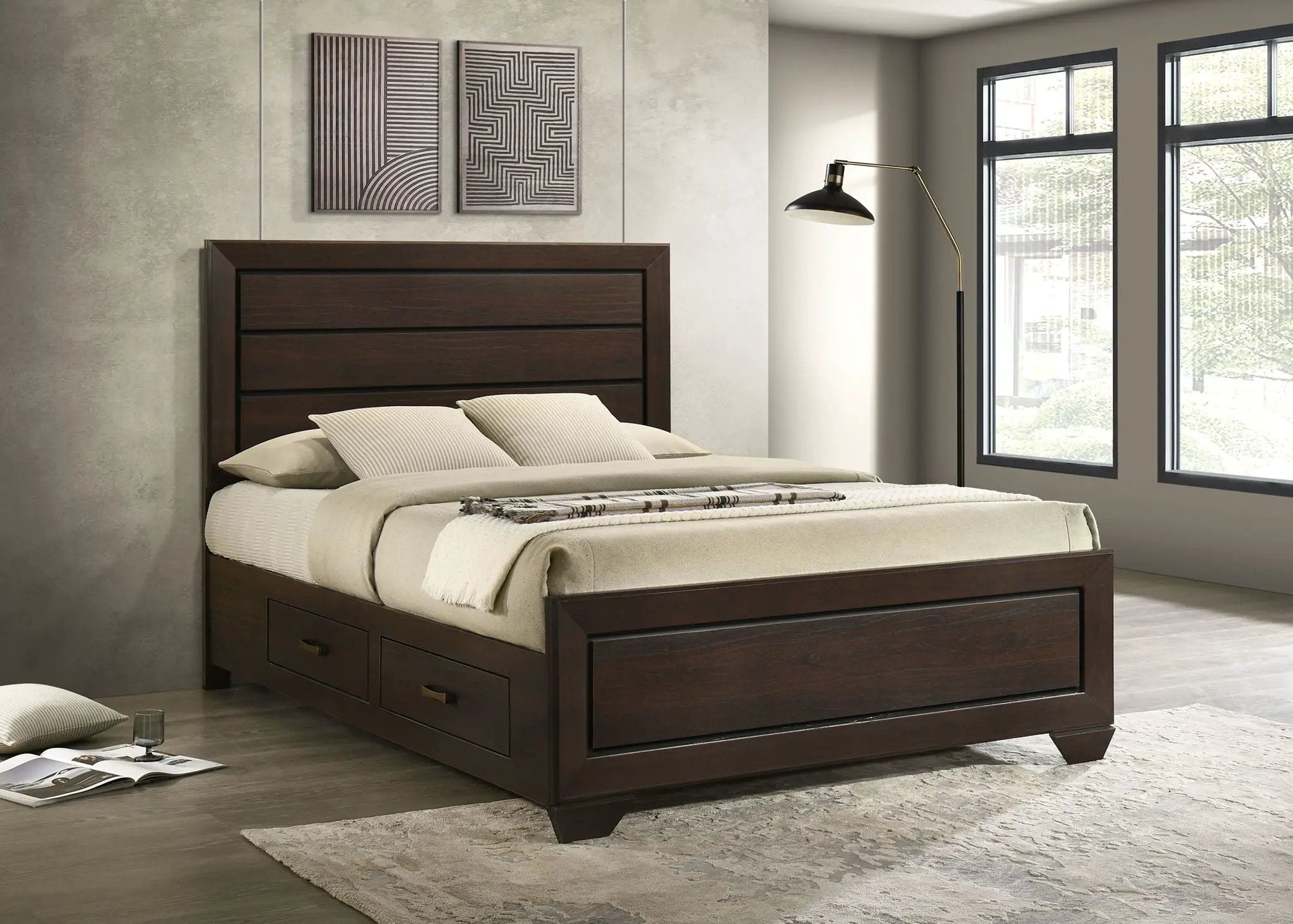 Kauffman Wood Queen Storage Panel Bed Dark Cocoa by Unique Piece Furniture