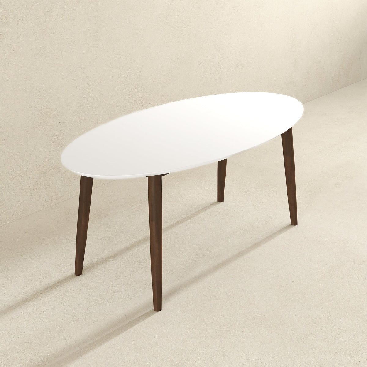 Mid-Century Modern Oval Dining Table with Solid Wood Construction - White, photo 10 of 16