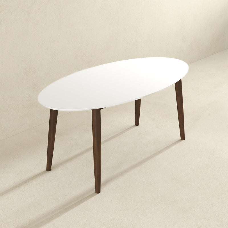 Mid-Century Modern Oval Dining Table with Solid Wood Construction - White, photo 10 of 16