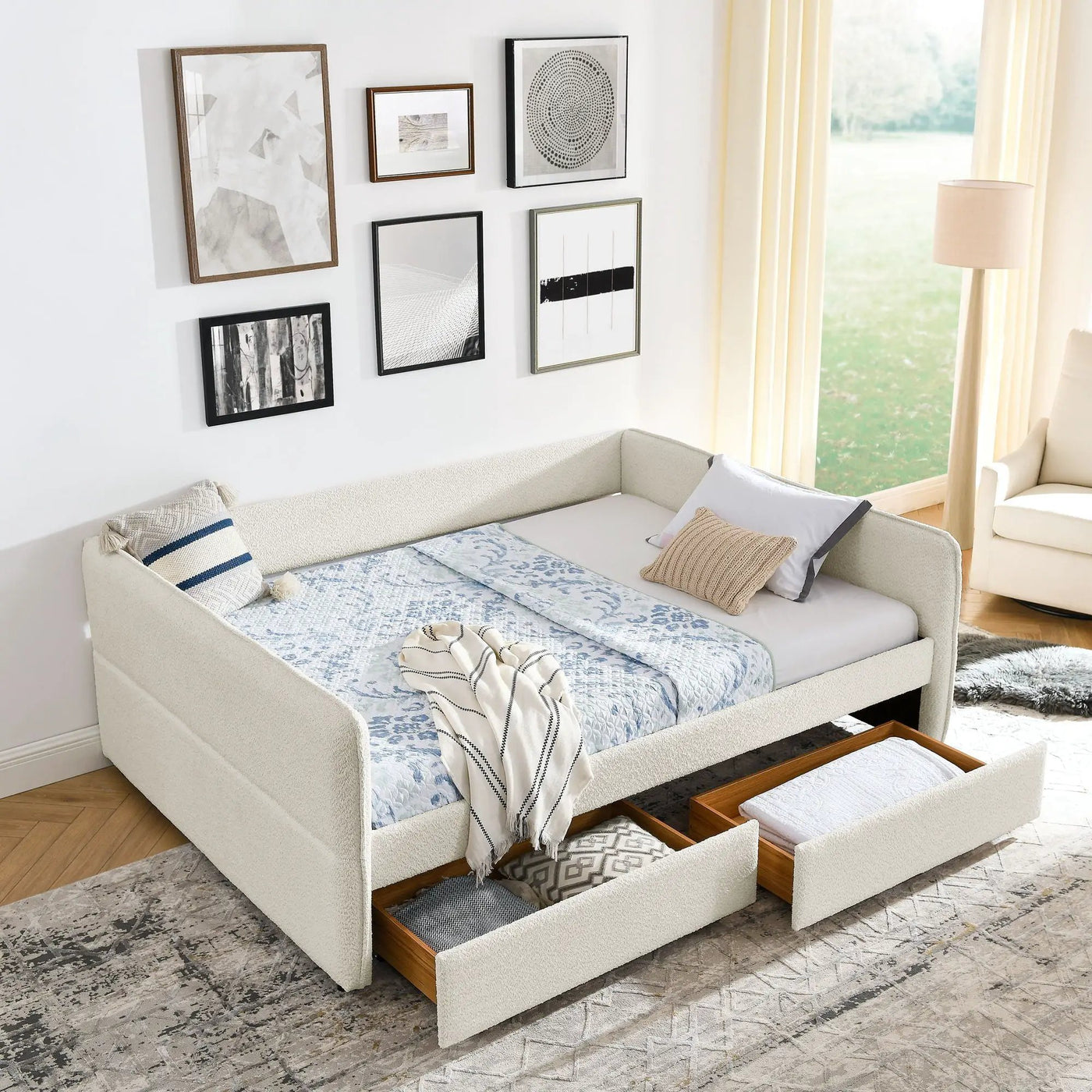 Upholstered Daybed & 2 Drawers by HouseOfZazla