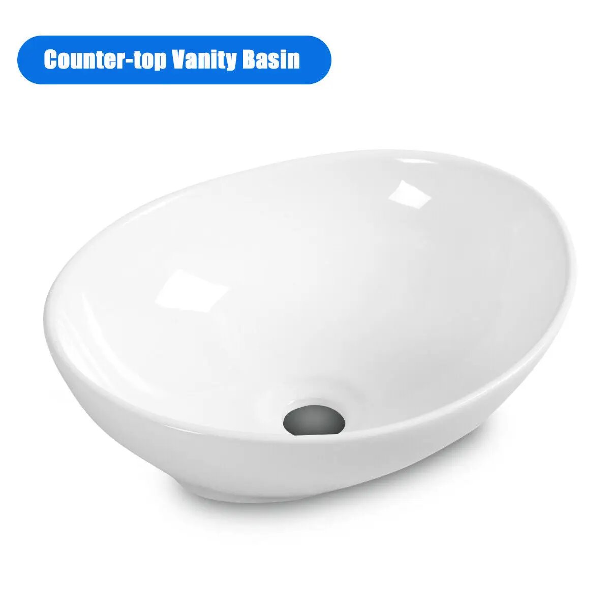 Oval Bathroom Basin Ceramic Vessel Sink by DirectDeals