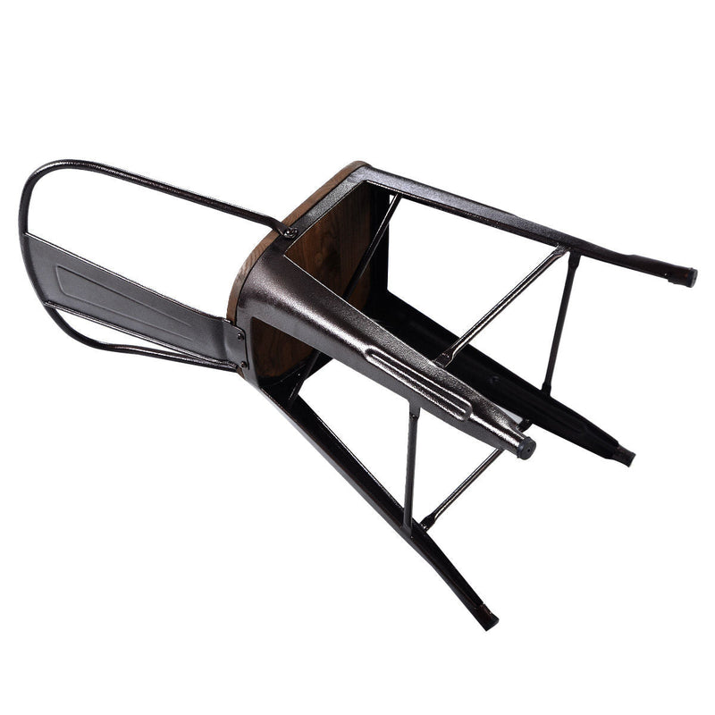 Set of 4 Industrial Metal Counter Stool Dining Chairs with Removable Backrests by DirectDeals
