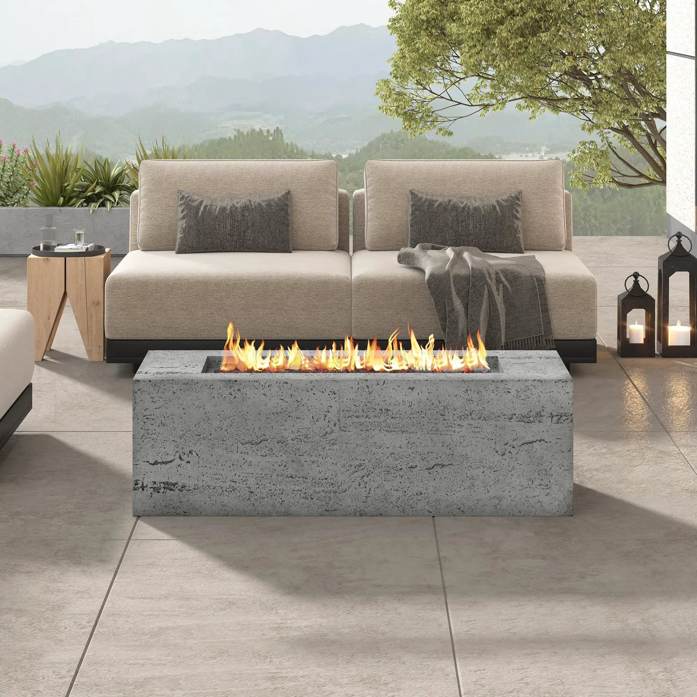 U_STYLE Outdoor Rectangular Propane Fire Pit 41.9" 40000 BTU by HouseOfZazla