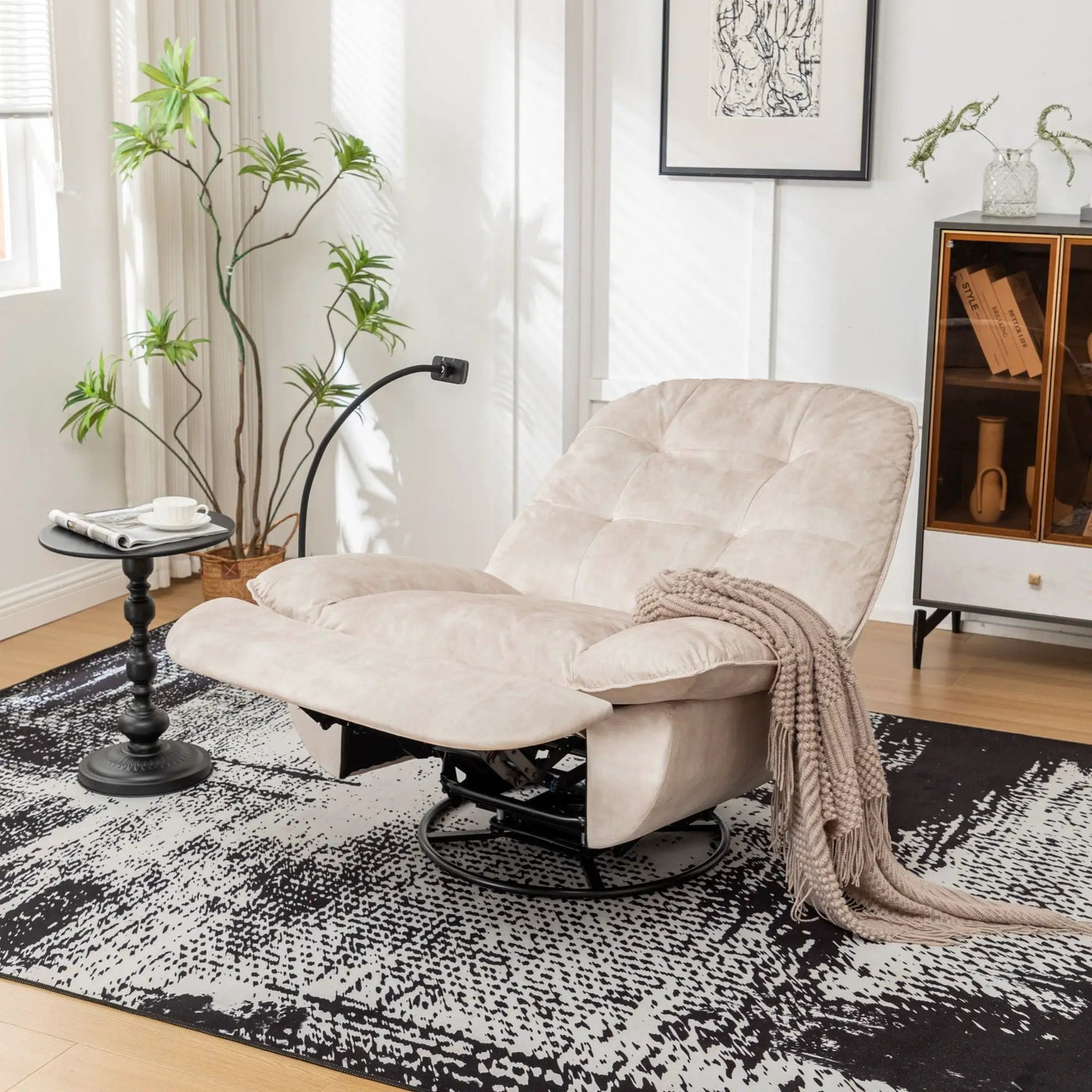 Modern Swivel Gliding Recliner Chair With Rocking Function And Phone Holder, Large Comfortable by HouseOfZazla