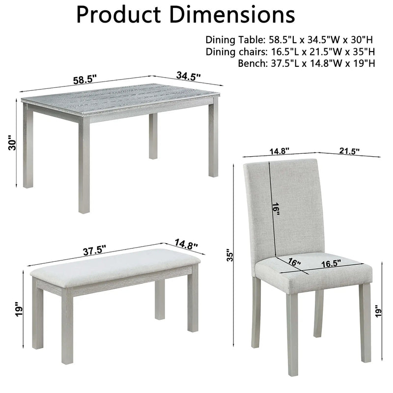Dining Table Set With Crystal Decoration And Upholstered Chairs by Unique Piece Furniture